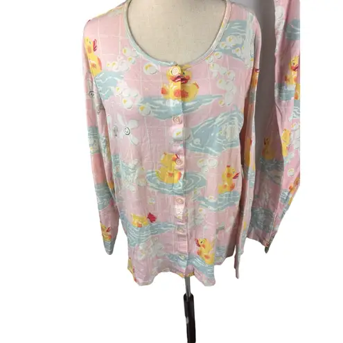Nick & Nora Duck Pajama Set Size 3xl Plus Rubber Duck Pink VTG Cotton New!