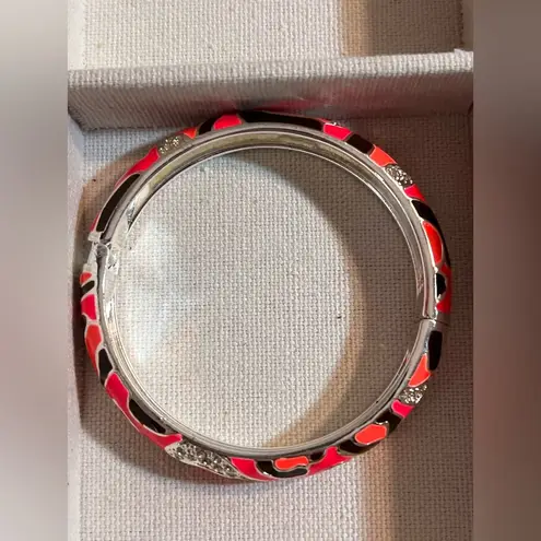 Red and Pink Enamel Bracelet with Metallic Accents