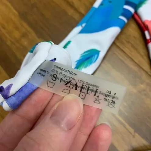 Zaful  Colorful Dinosaur‎ Print Cheeky High Waisted Bikini Bottoms White - Size S