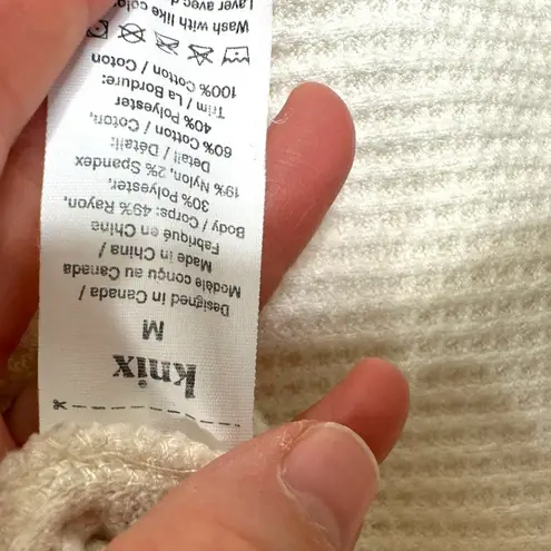 Knix Women’s Waffle Henley Long Sleeve Thermal Top Cream Size M Size M