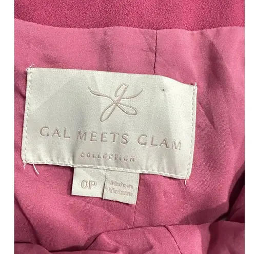 Gal Meets Glam Meredith Jumpsuit Women's Size 0P Pink Bow Off Shoulder Wide Leg