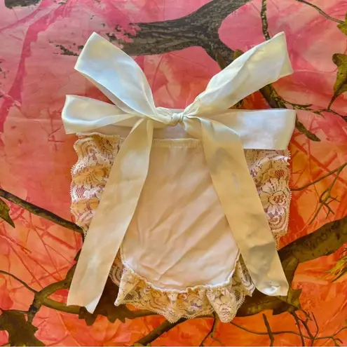 cottage core coquette y2k cream white lace trim apron maid costume