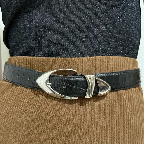 Christian Dior Vintage  Black Leather Silver Buckle Western Belt Women’s Size S/M