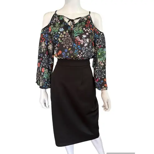 Krass&co New NY& Cold Shoulder Scuba Twoffer Midi Dress Sz M