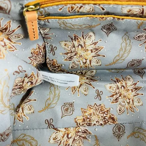 HOBO Tan Velvet Hide Suede Leather Patchwork Double Handles Satchel Shoulder Bag Brown