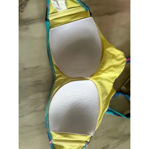 Seafolly Australia Abstract Blue & Orange Face Print Halter Bikini Top