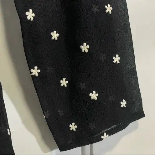 Maje Rivoli Floral Embroidered Black Pleated Midi Dress, Size 3 (Size L)