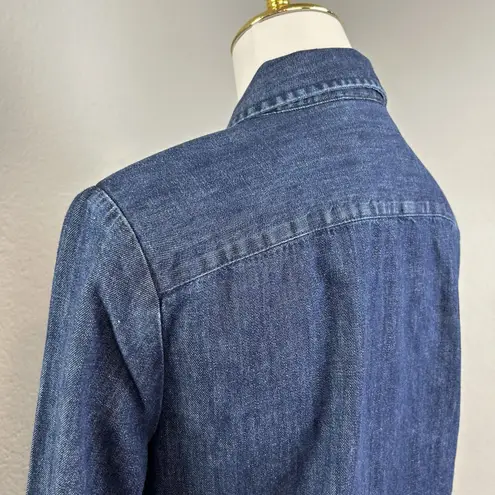 Harley Davidson Women's Denim Button Up Shirt Blue Dark Wash Biker Size M Size M