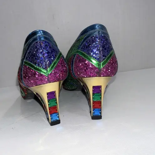 Vintage Margaret Jerrold Retro Holiday Party Glitter Jeweled Pumps Heels Shoes 7