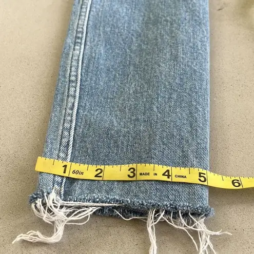 RE/DONE  90s High Rise Ankle Crop Worn Bright Blue Jeans size 25