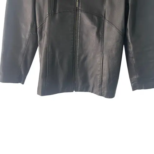 Jacqueline Ferrar Vintage 90s Women's Size Medium Black Leather Jacket Coat