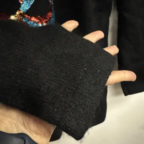 Vintage DIVIDENDS Women’s Sz S Festive Bow Sweater Beaded Sequin Silk Angora Black