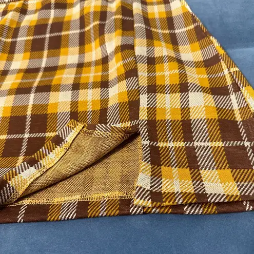 Jolie & Joy by FCT Yellow/Brown Retro Y2K Plaid Mini Skirt with Belt NWT Yellow Size L
