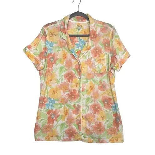 CHAPS  Shirt Sleep Pajama Shirt & Pants Sets Size M Watercolor Floral Loungewear
