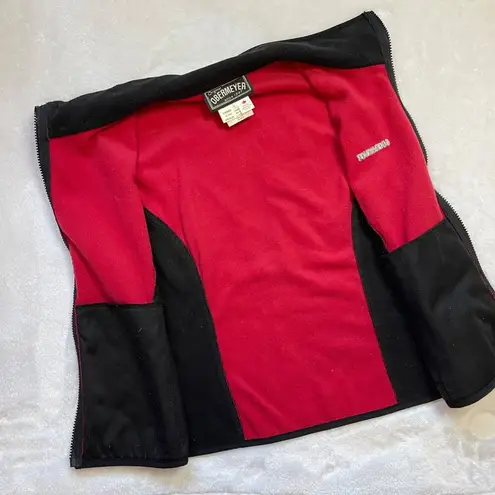 Obermeyer Vintage Fleece Vest Women's Medium Embroidered Logo Red Black Full Zip
