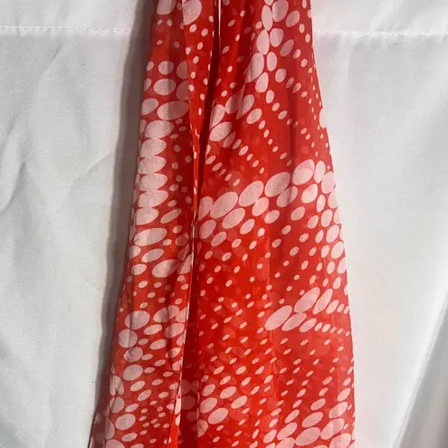Roby Foulards Made in Italy Red White Polka Dot Sheer Scarf 100% Polyester