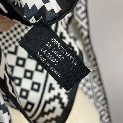 Vintage Scarf Geometric Black White Long Polyester Rectangular 80s Funky Bold