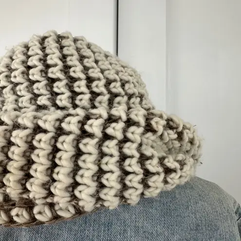 Chunky Knit Infinity Scarf Cream Brown Boho Winter Warm Cottagecore Minimalist