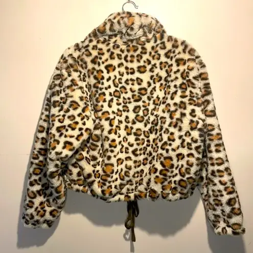 Victoria's Secret - Know One Cares Cropped Leopard Fuzzy Puffer Bomber Jacket- S