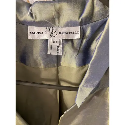 $1400 Marisa Baratelli 8 10 Sage Green 3pc Dress Bustier Skirt Jacket Thai Silk