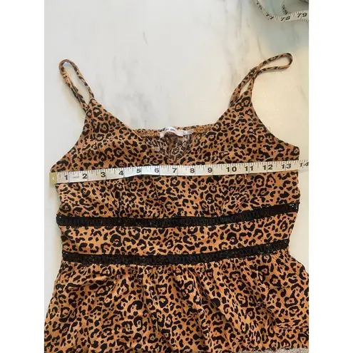 Women's Leopard Ladder Trim Tank Top S MiAmi Francesca's Mobwife Cheetah Party Black