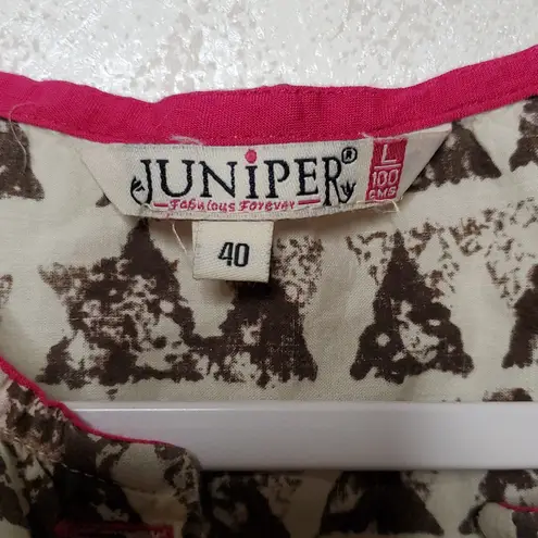 JUNIPER Elegant Pink and Cream Patterned Dress Size L