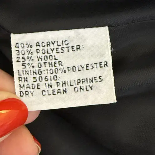 Le Suit Women's Red Gray Plaid Wool Blend Blazer Size 12 Holiday Career Party