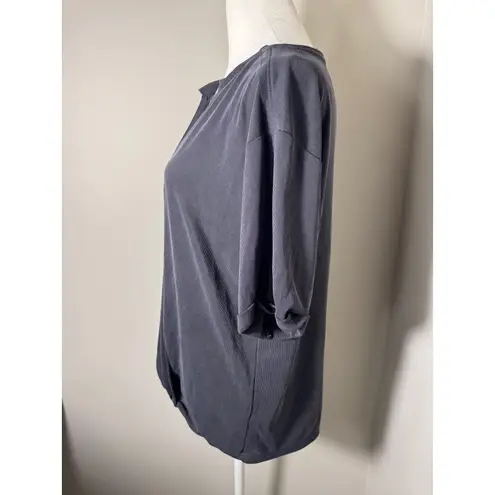 Saturday Sunday Charcoal Grey Wrap Front Short Sleeve Top Women's Size M Gray