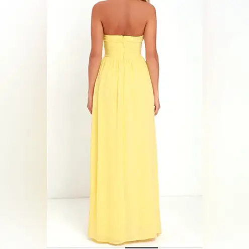 Moonlight Serenade Yellow Strapless slit Maxi Dress S formal bridesmaid party