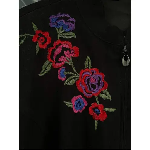 Elementz 0423 Vintage  Black Floral Embroidered Jacket XL