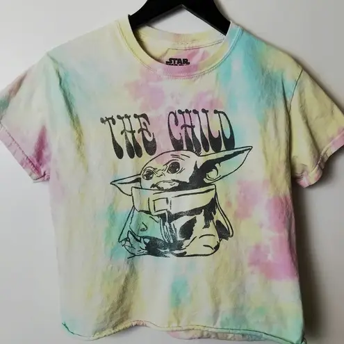 Star Wars The Child T Shirt Baby Yoda Character Raw Hem Tie Dye Graphic Tee Top