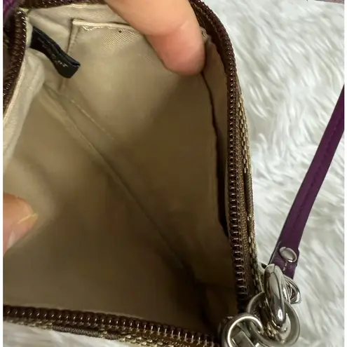 Coach  Burgundy Brown Signature Canvas Wristlet