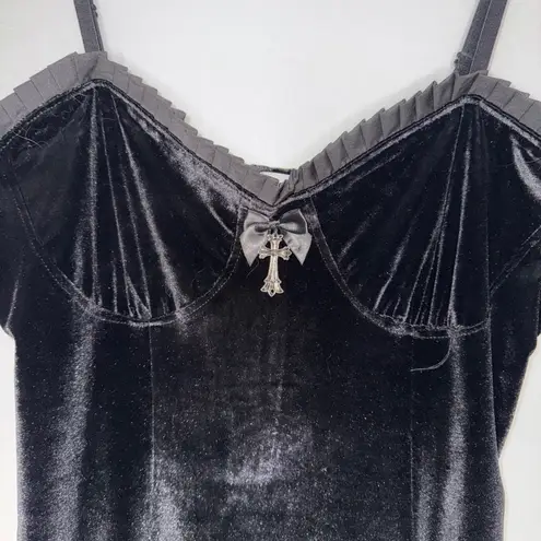 Vamp Goth Lace Velvet Bustier Dress Sleeveless Size XL