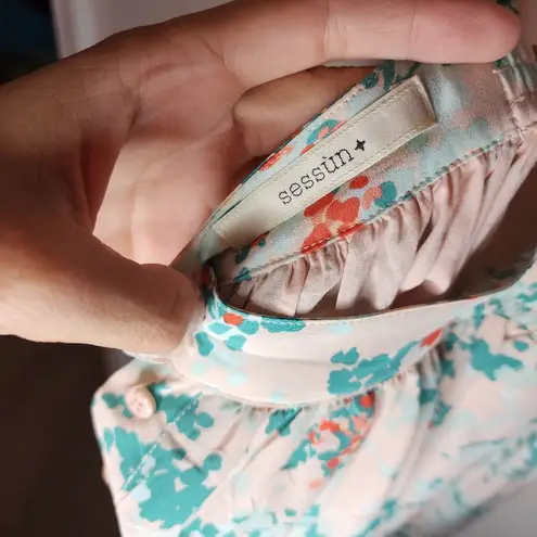 Sessun Womens Small Simla 100% Silk Floral Dress Pink