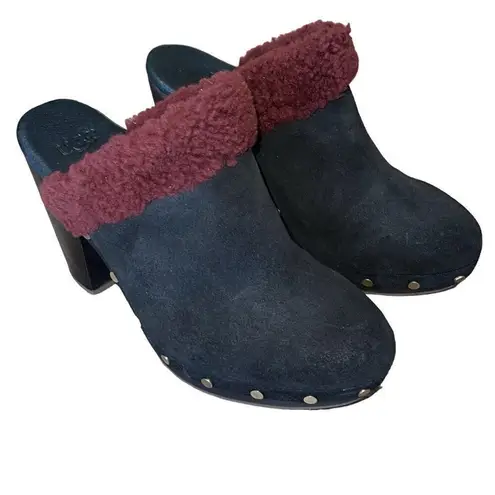 UGG ‎ Australia Adele Womens Suede Clog Heel Platform Style# 1006024 Black Size 8 thumbnail 3