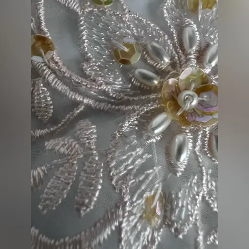 Elegant Lace Appliqué with Sequin & Floral Design Pink