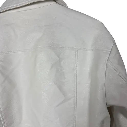 Pistola Women’s Tracy Cropped Leather Moto Jacket in White Size L