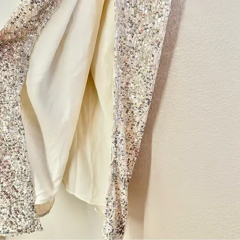 NWT House of Harlow 1960 x Revolve Sage Midi Dress Sequin Strapless Sheath Dress Silver Size M