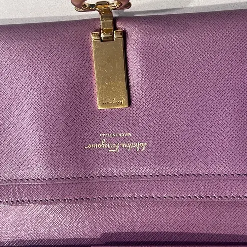 Salvatore Ferragamo Auth Long Wallet Pink Leather/Goldtone with Chain