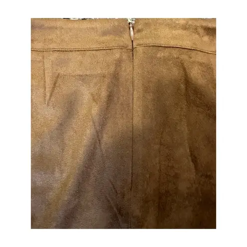 Versona  Skirt Medium Brown Faux Suede Lace Up Mini Western BOHO Polyester