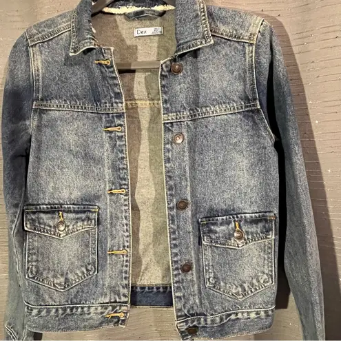 Dex Acid Wash Two Pocket Button Down Denim Jean Jacket Size S Blue
