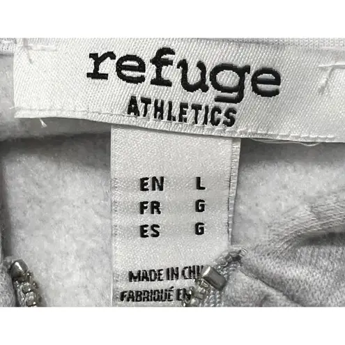 Refuge Athletics Gray New York 1991 Cropped Zip Up Hoodie Size L Athleisure Size L
