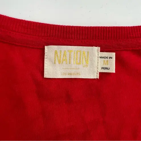 Nation Ltd Heather Balloon Sleeve Sweetheart in Campari red sz M