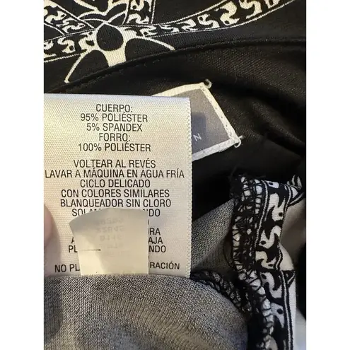 JM Collection Dress Sleeveless Notch Neck Shift Shimmer Accent Black/White Large