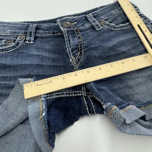 Silver Jeans Co Denim Shorts Womens W31 Dark Wash MCKENZIE Short Stretch Cuffed Blue Size 31