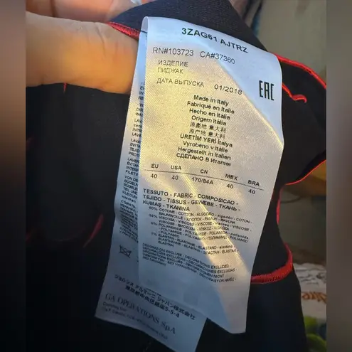 Giorgio Armani Navy Blue Jacquard Fitted Jacket