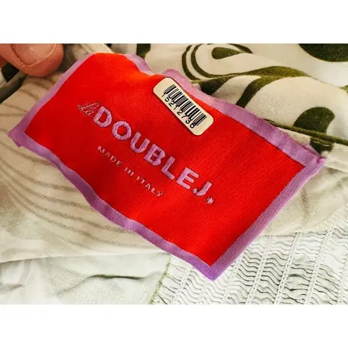 LA DOUBLEJ Green White Printed Puffed Sleeves Square Neckline Mini Dress Size L Size L