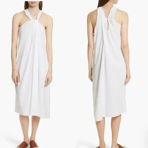 Vince  White Twist Front Halter Cotton Dress