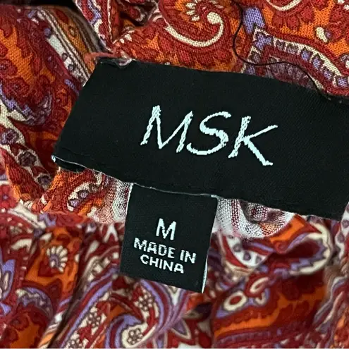 MSK Women’s Paisley Halter Maxi Dress Red White High Neck Boho Beach Size M Size M