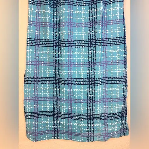 Katherine Way Santa Rosa Dress Dots Navy Plaid Size XS Blue